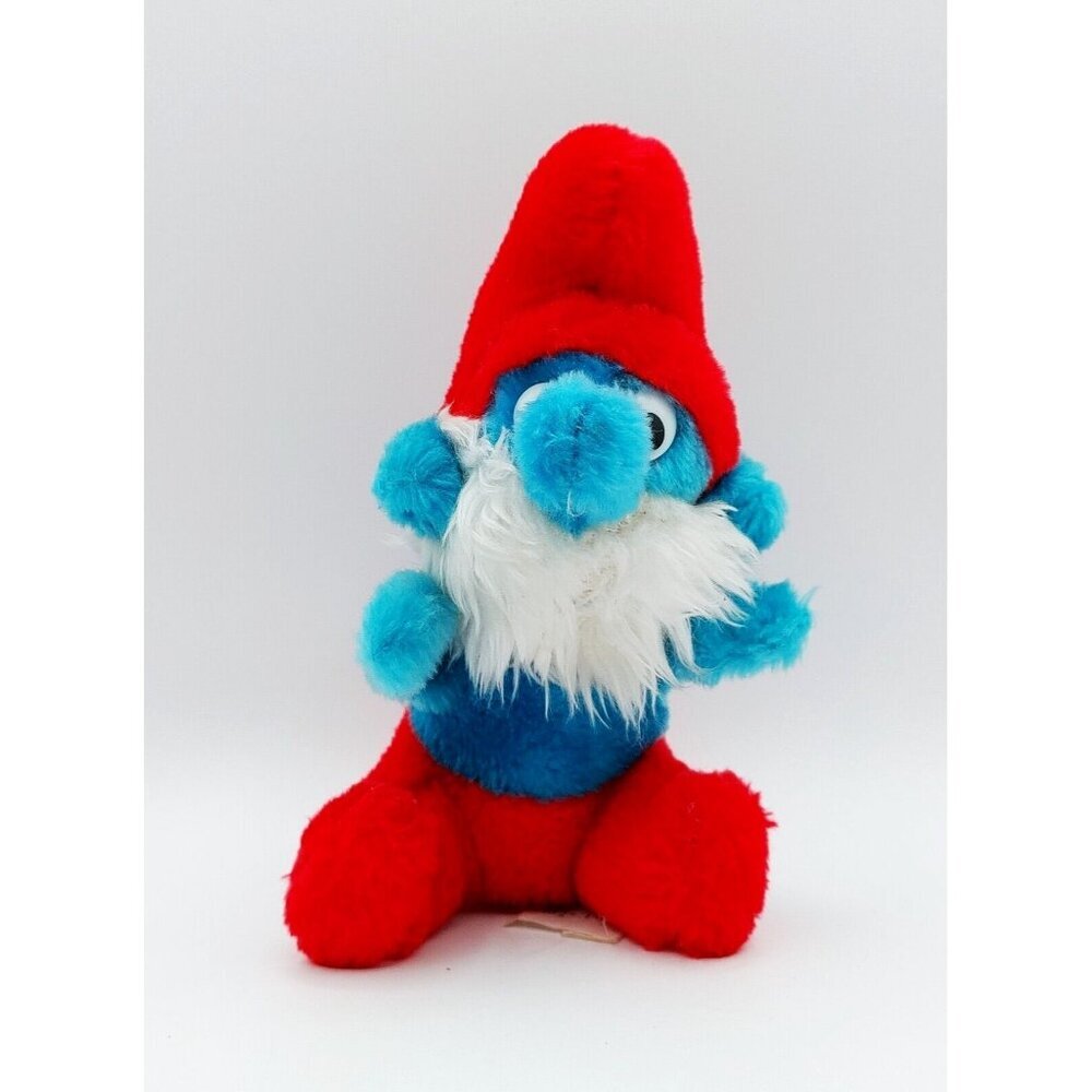 Vintage Papa Smurf Bean Bag Plush Toy 8" Peyo 1981 Ganz Bros